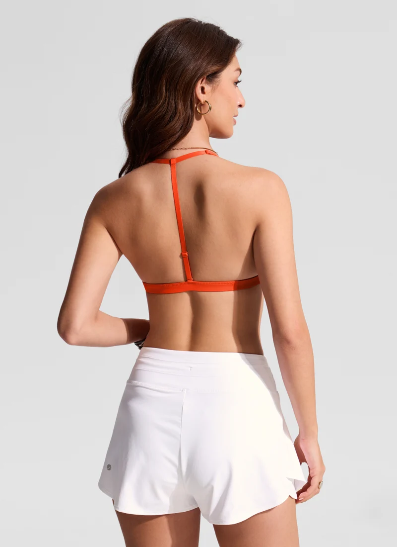 Deep V neck T back Triangle Bikini Top