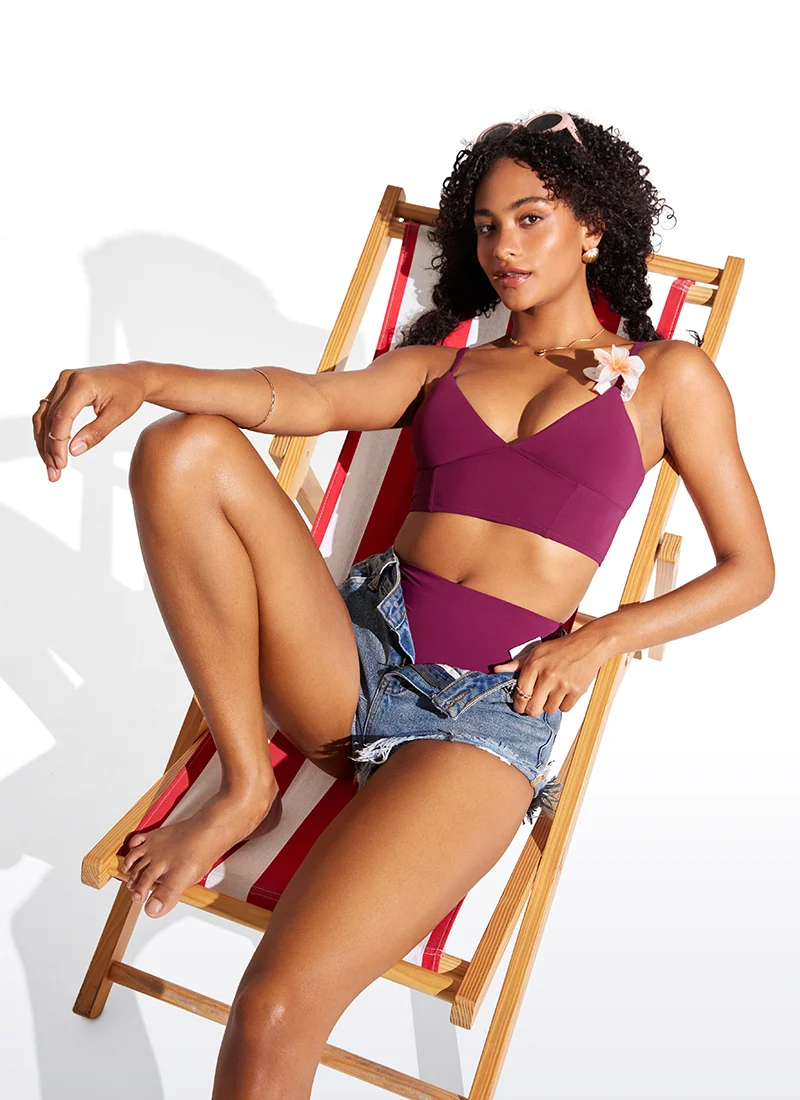 Sunshine Deep V Neck Strappy Bikini Top