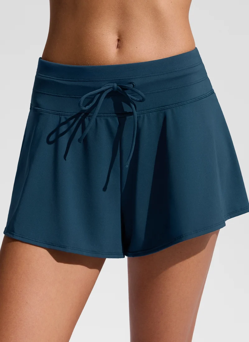 High Rise Flowy Lined Swim Shorts