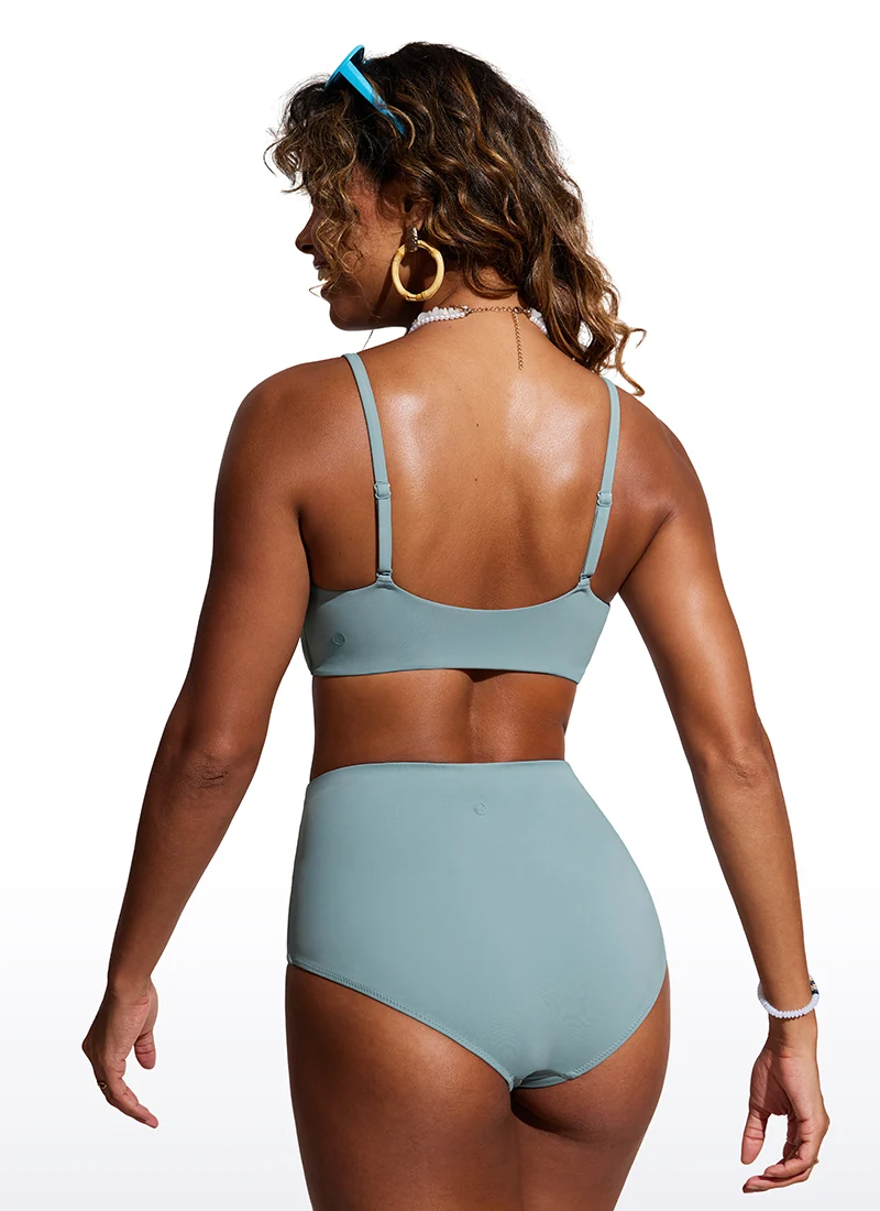 Scoop Neck Adjustable Strap D-DD Bikini Top