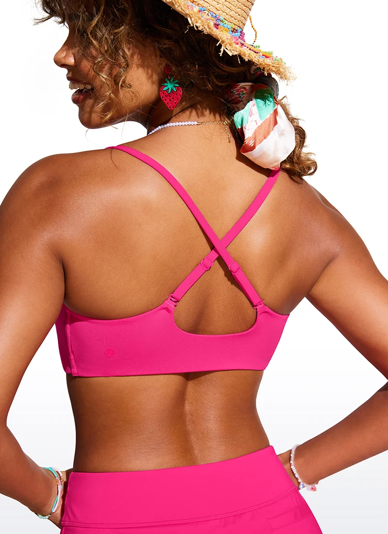 Scoop Neck Adjustable Strap D-DD Bikini Top