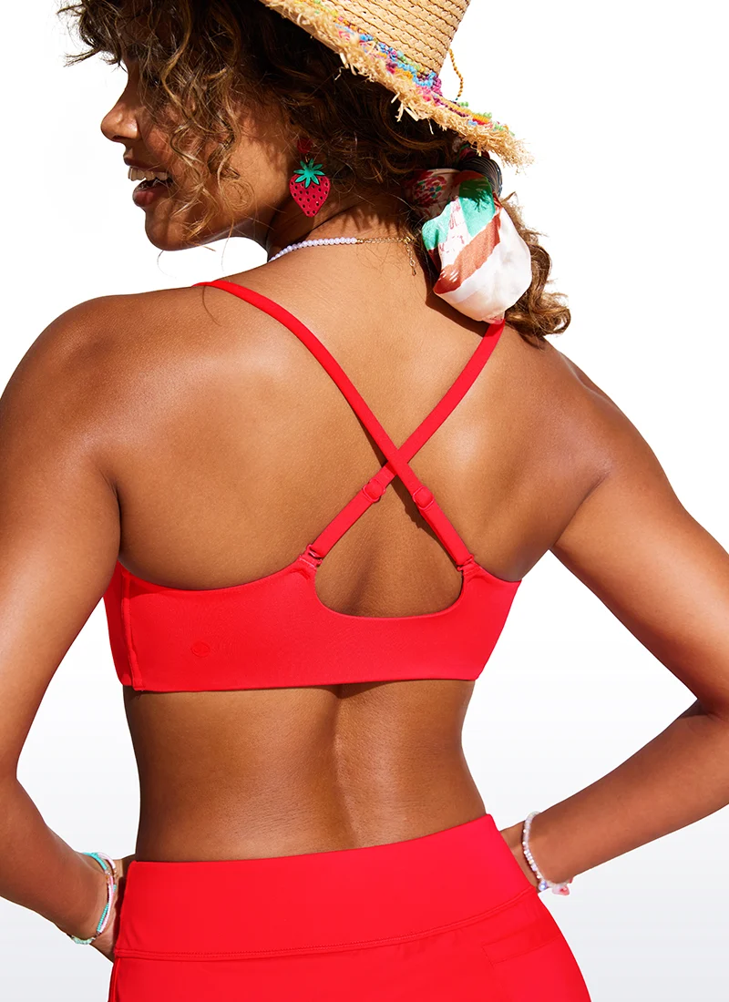 Scoop Neck Adjustable Strap D-DD Bikini Top