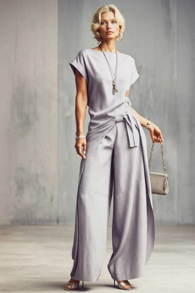 Short-Sleeve Top And Cocoon Pants Set