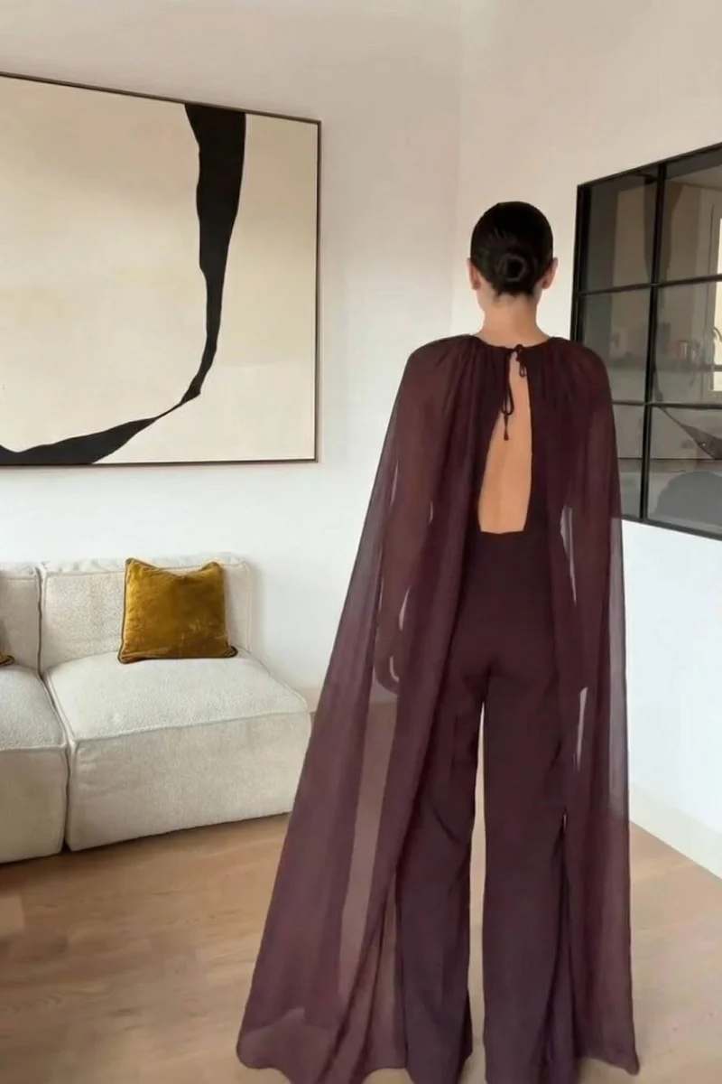 Minimalist Shawl Design Jumpsuit
