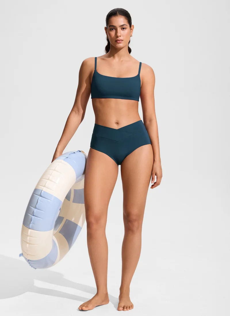 Scoop Neck Adjustable Strap Bikini Top