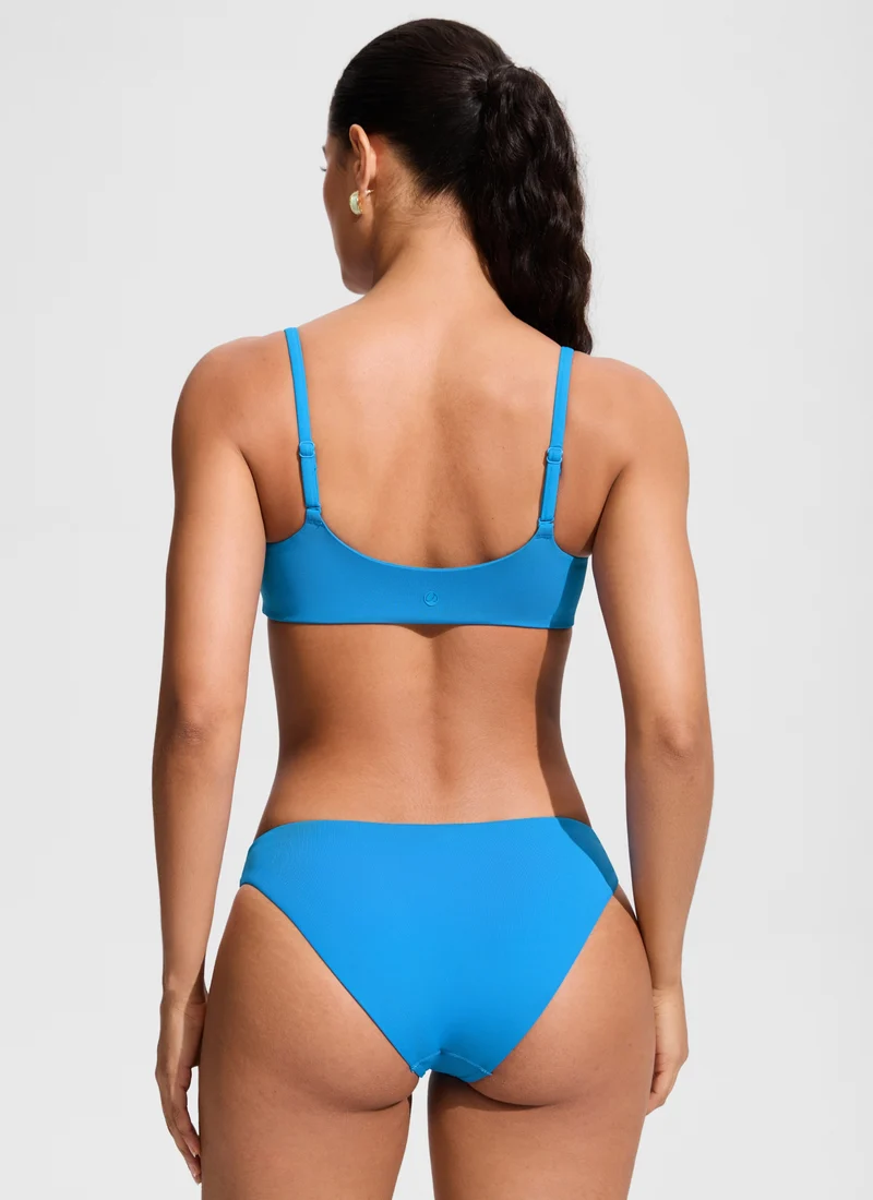 Scoop Neck Adjustable Strap Bikini Top