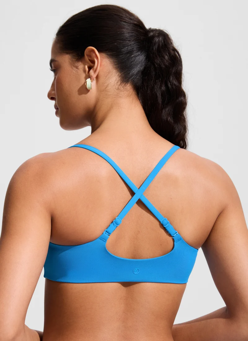 Scoop Neck Adjustable Strap Bikini Top