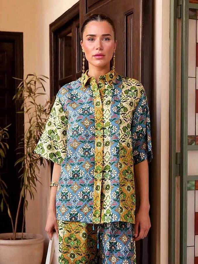 Retro Art Print Short-Sleeve Shirt