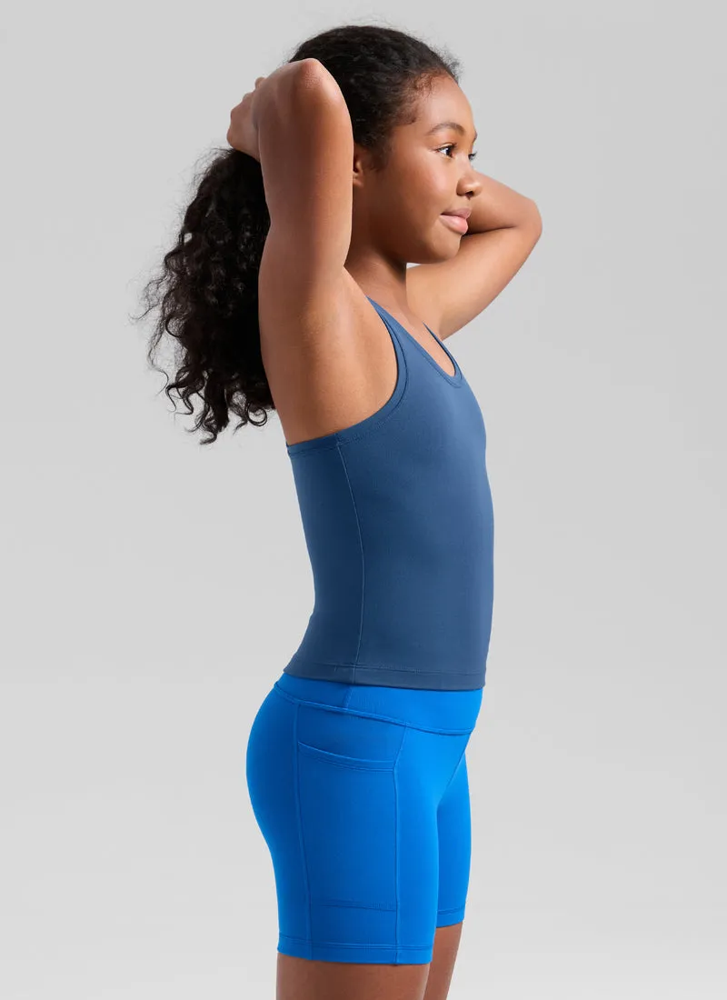Butterluxe Girls Waist-Length Crewneck Tank Racerback