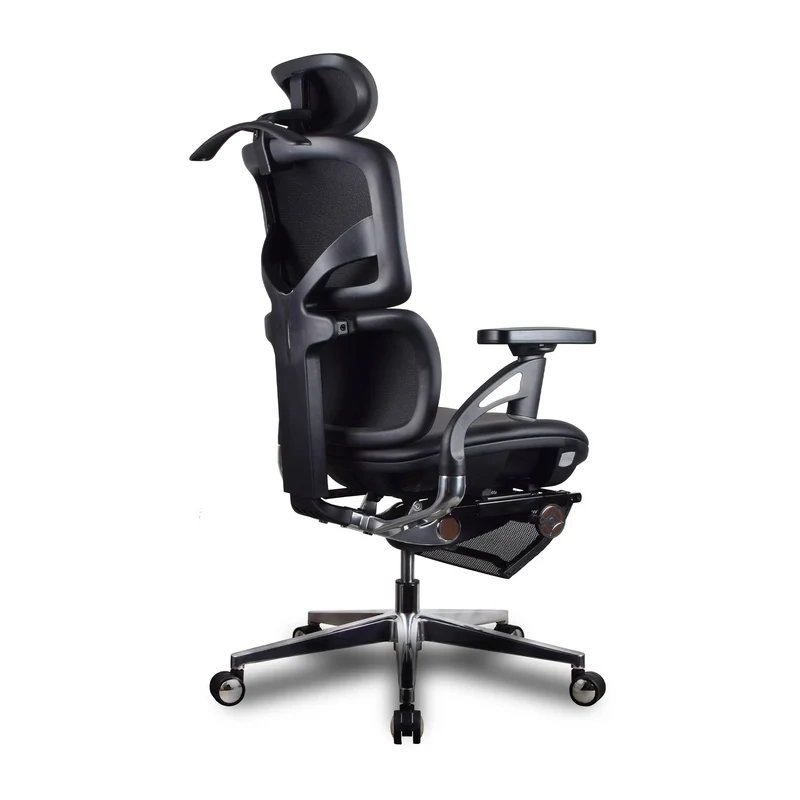Chaise ergonomique de bureau - TERRANA PREMIUM Noire en cuir reconstitué