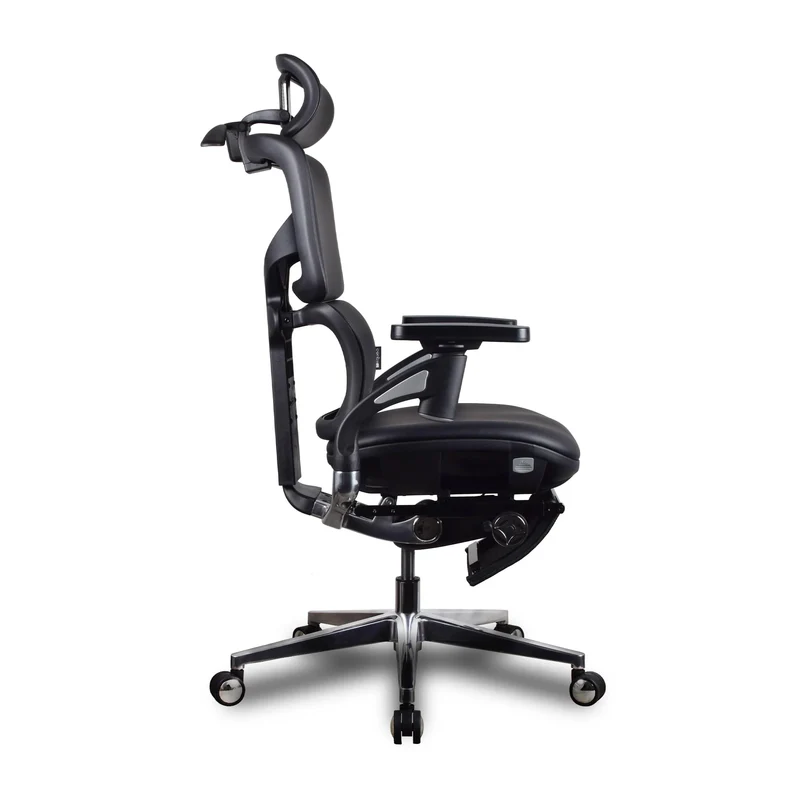Chaise ergonomique de bureau - TERRANA PREMIUM Noire en cuir reconstitué