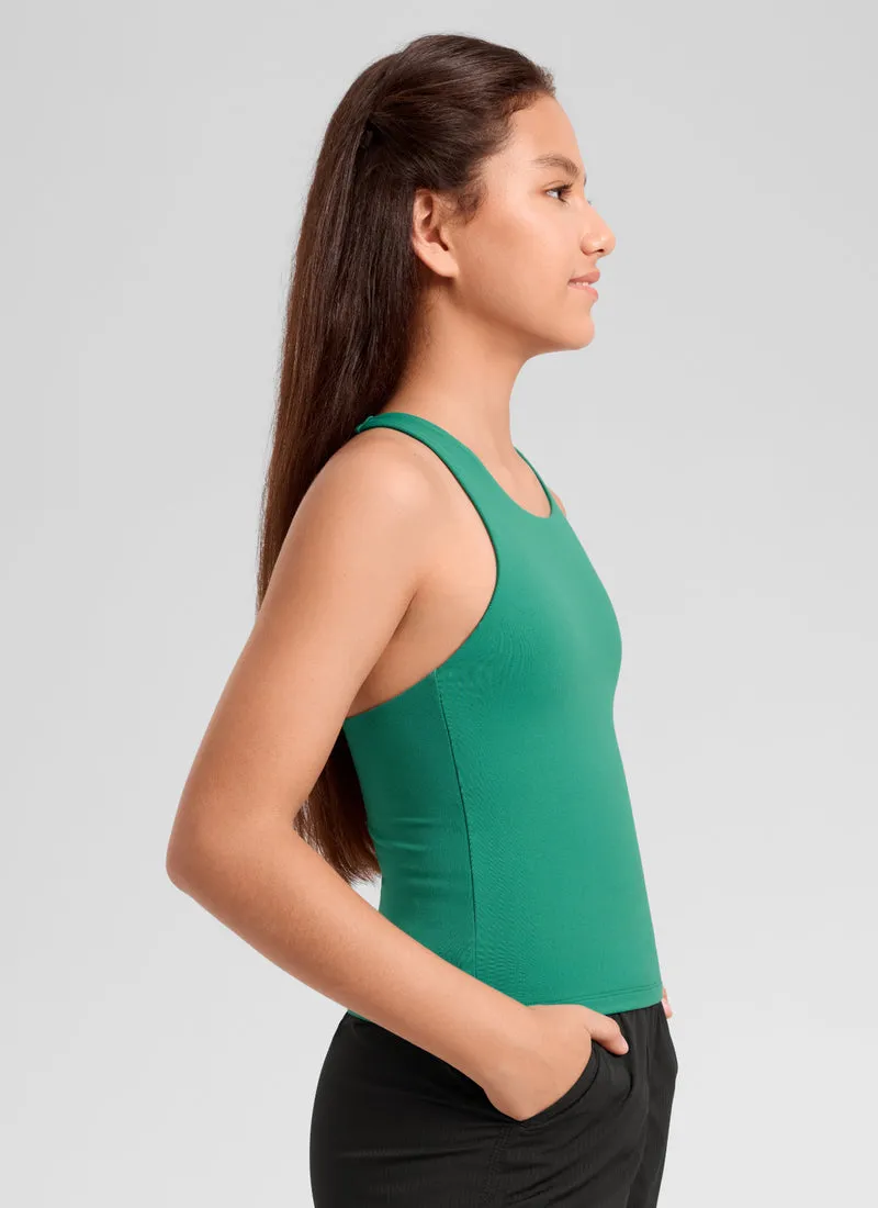 Butterluxe Girls Double Lined Racerback Tank Tops Waist Length