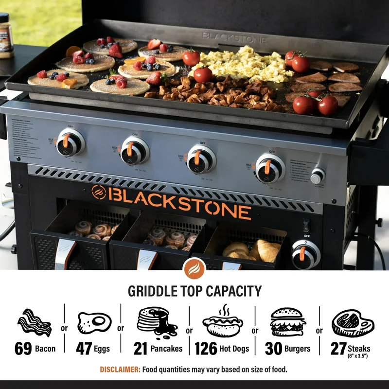 Blackstone 4-Burner 36" Propane Outdoor Griddle with Air Fryer and Hood