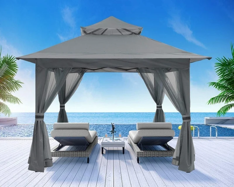 13x13 Gazebo Tent Outdoor Pop up Gazebo Canopy Shelter with Mosquito Netting
