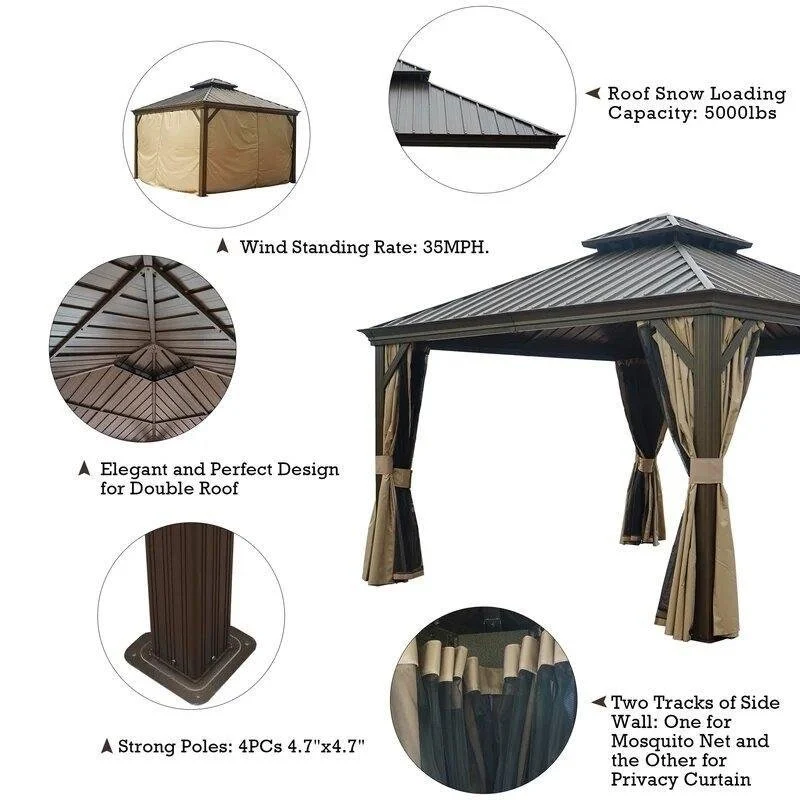 Alexander 12 Ft. W X 12 Ft. D Aluminum Patio Gazebo