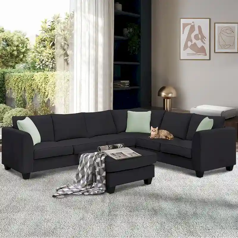 Versatile Reversible Sectional Sofa with Ottoman - Flexible Combination Module