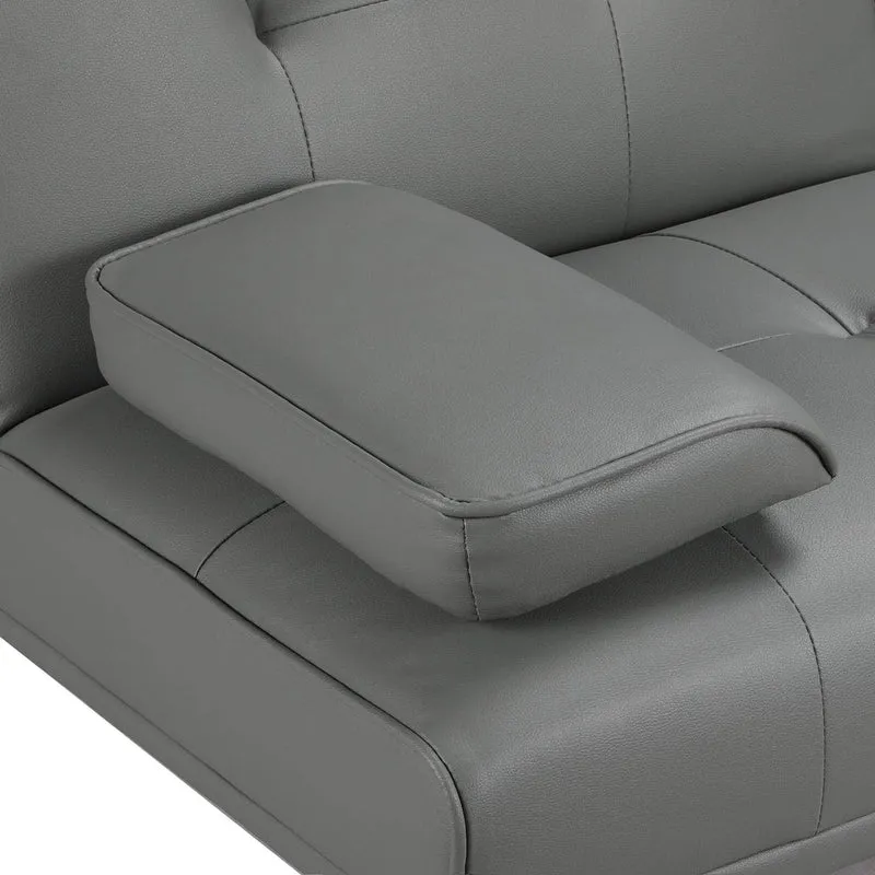 Yaheetech Convertible Sofa Bed Adjustable Couch Sleeper Modern Faux Leather Home Recliner Reversible Loveseat Folding Daybed Guest Bed, Removable Armrests, Cup Holders, 3 Angles, 772lb Capacity, Black