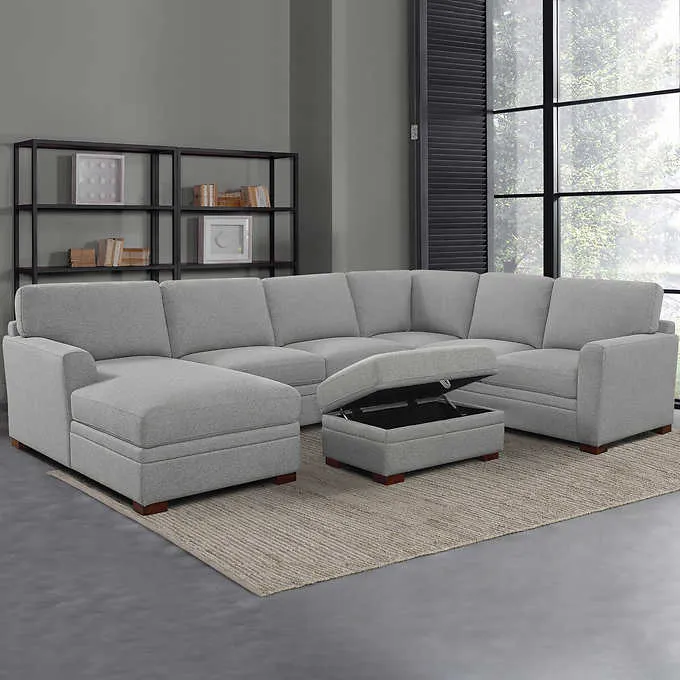 Thomasville Langdon Fabric Sectional with Storage Ottoman