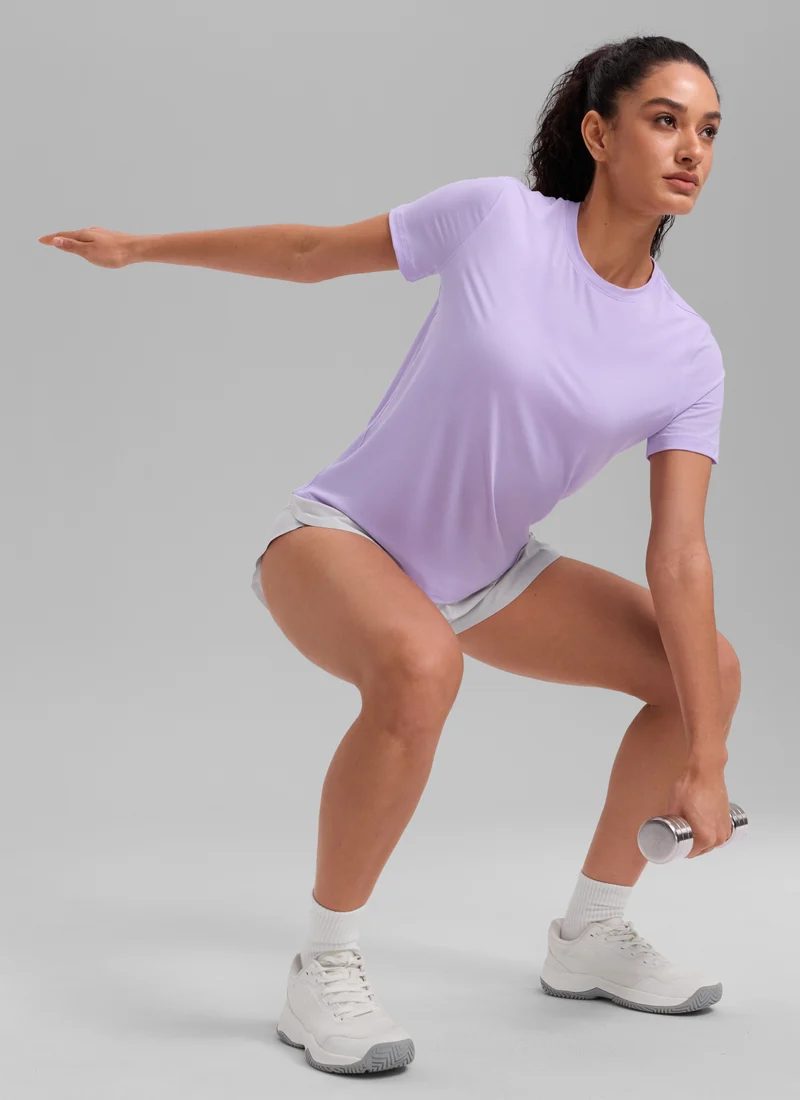 Quick Dry Crewneck Hip Length Short Sleeve