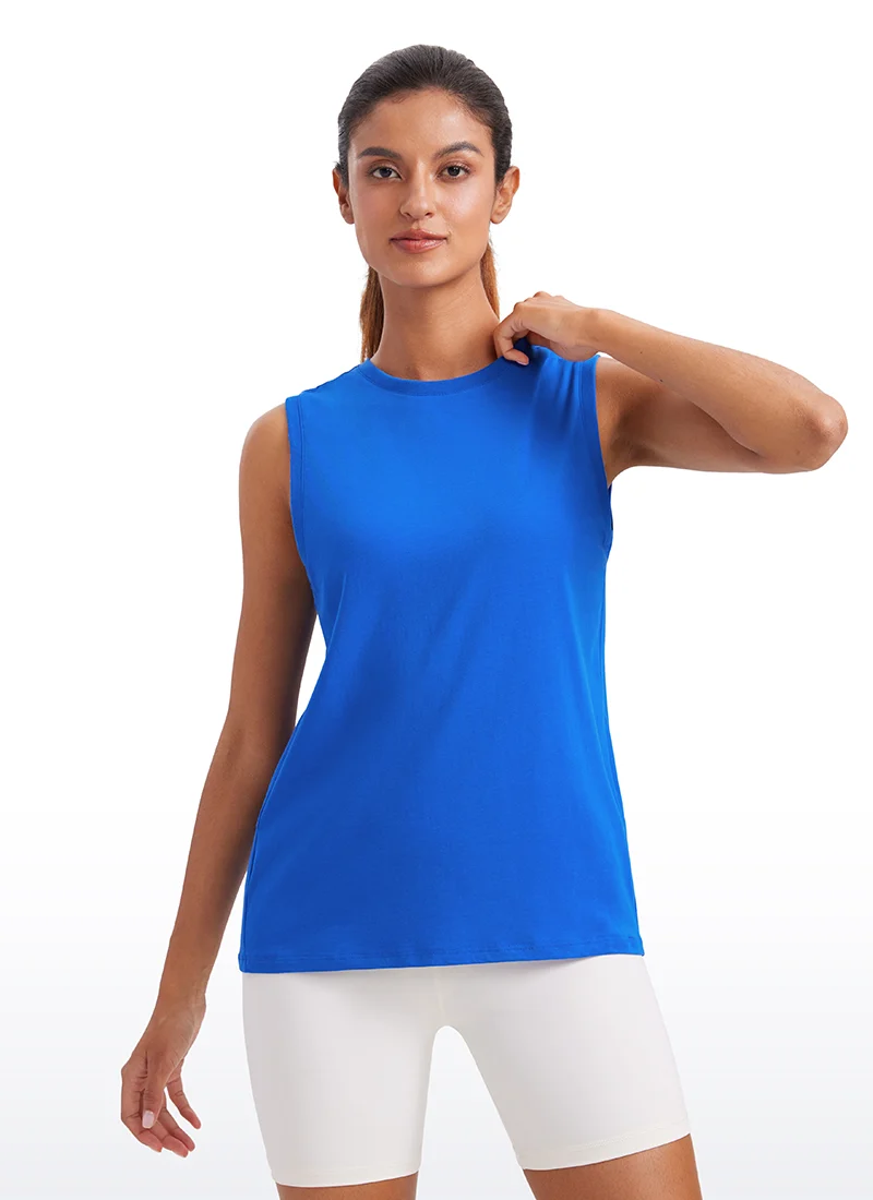 Pima Cotton Hip Length High Neck Tank