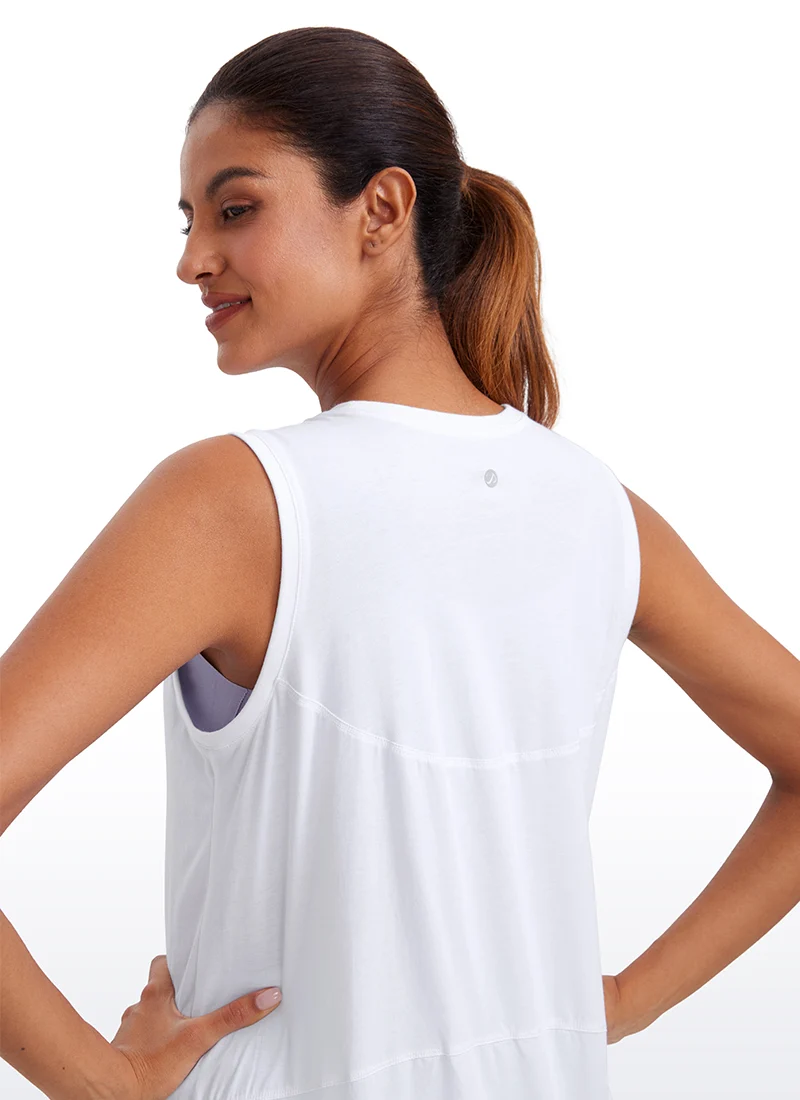 Pima Cotton Hip Length High Neck Tank