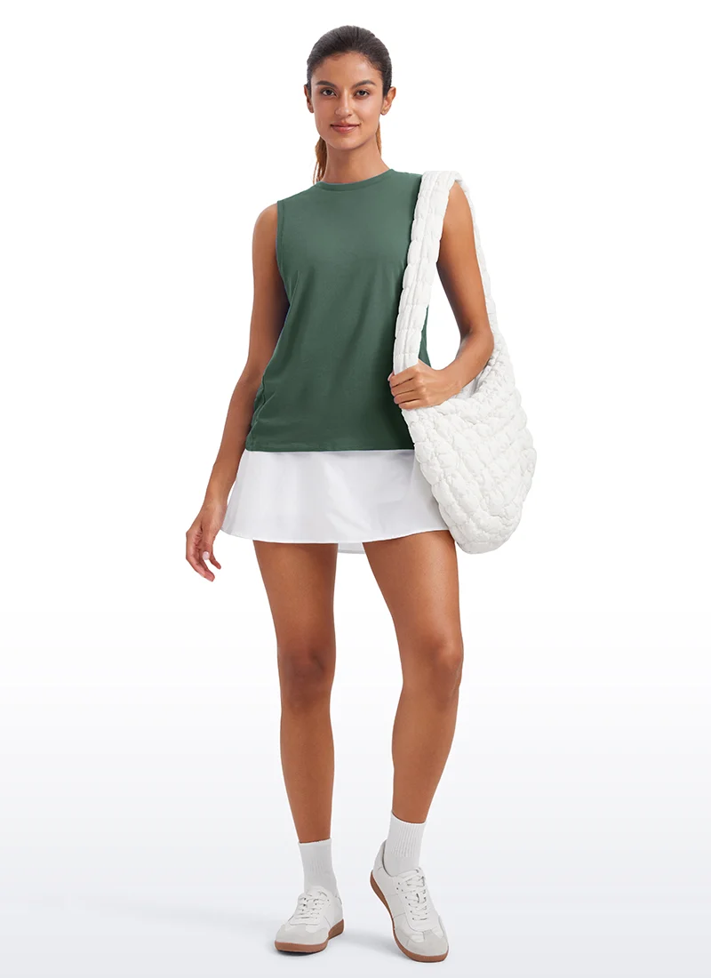 Pima Cotton Hip Length High Neck Tank