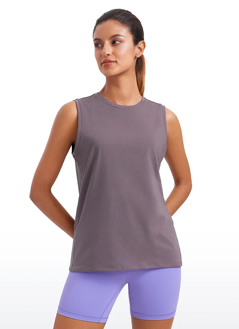 Pima Cotton Hip Length High Neck Tank