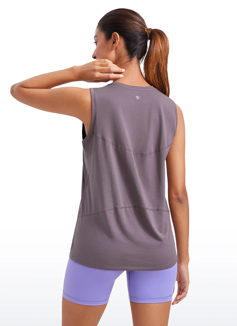 Pima Cotton Hip Length High Neck Tank