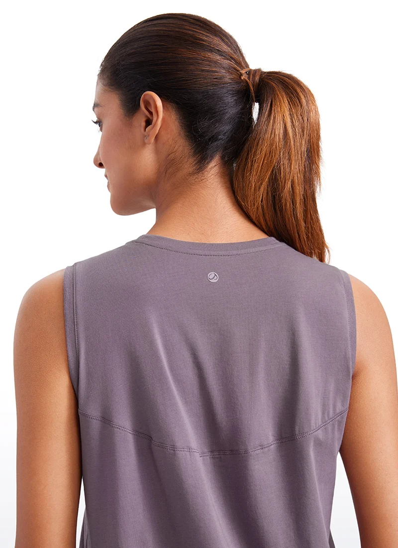 Pima Cotton Hip Length High Neck Tank