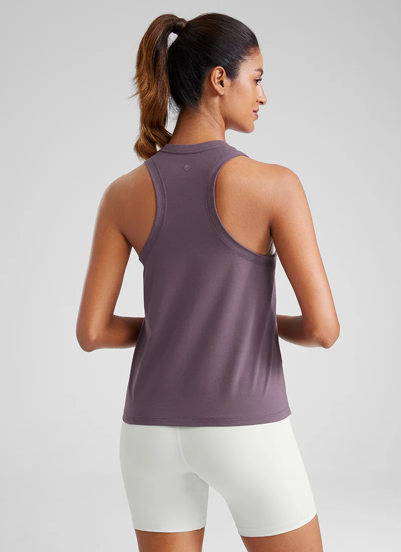 Pima Cotton Racerback High Neck Tank