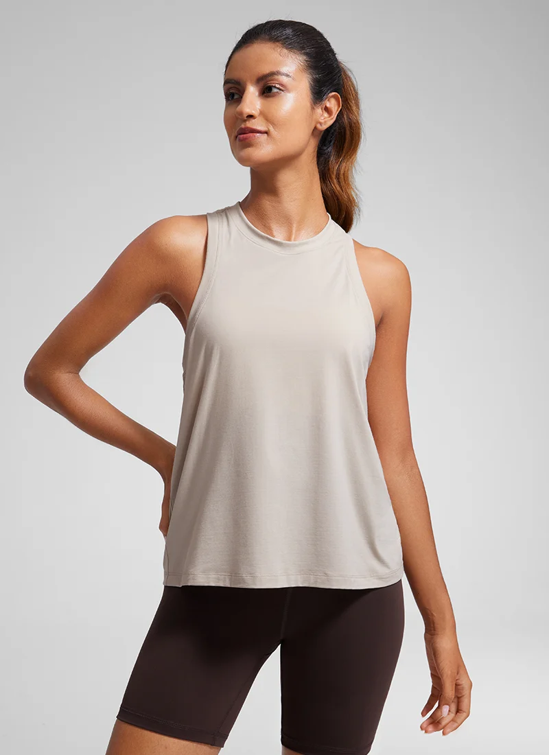 Pima Cotton Racerback High Neck Tank