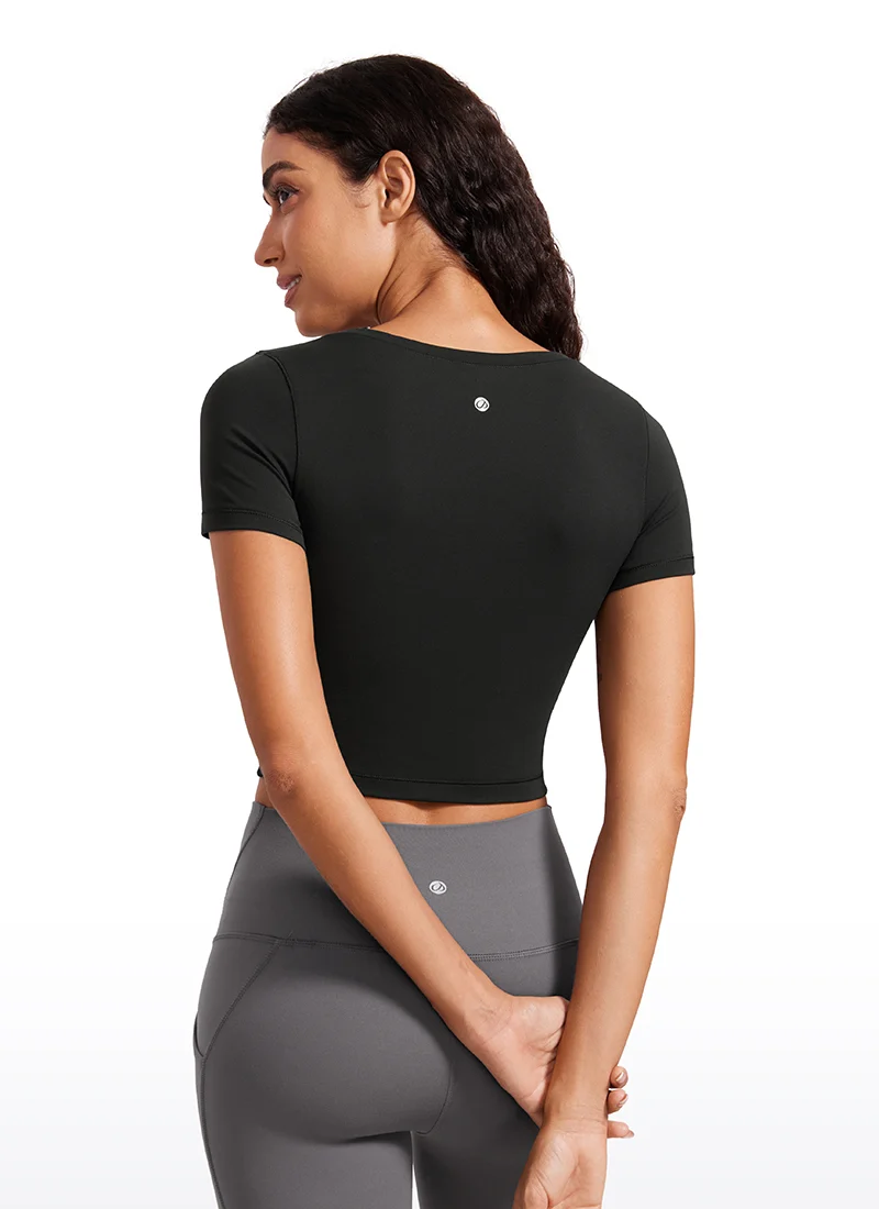 Butterluxe Scoop Neck Cropped Short Sleeves