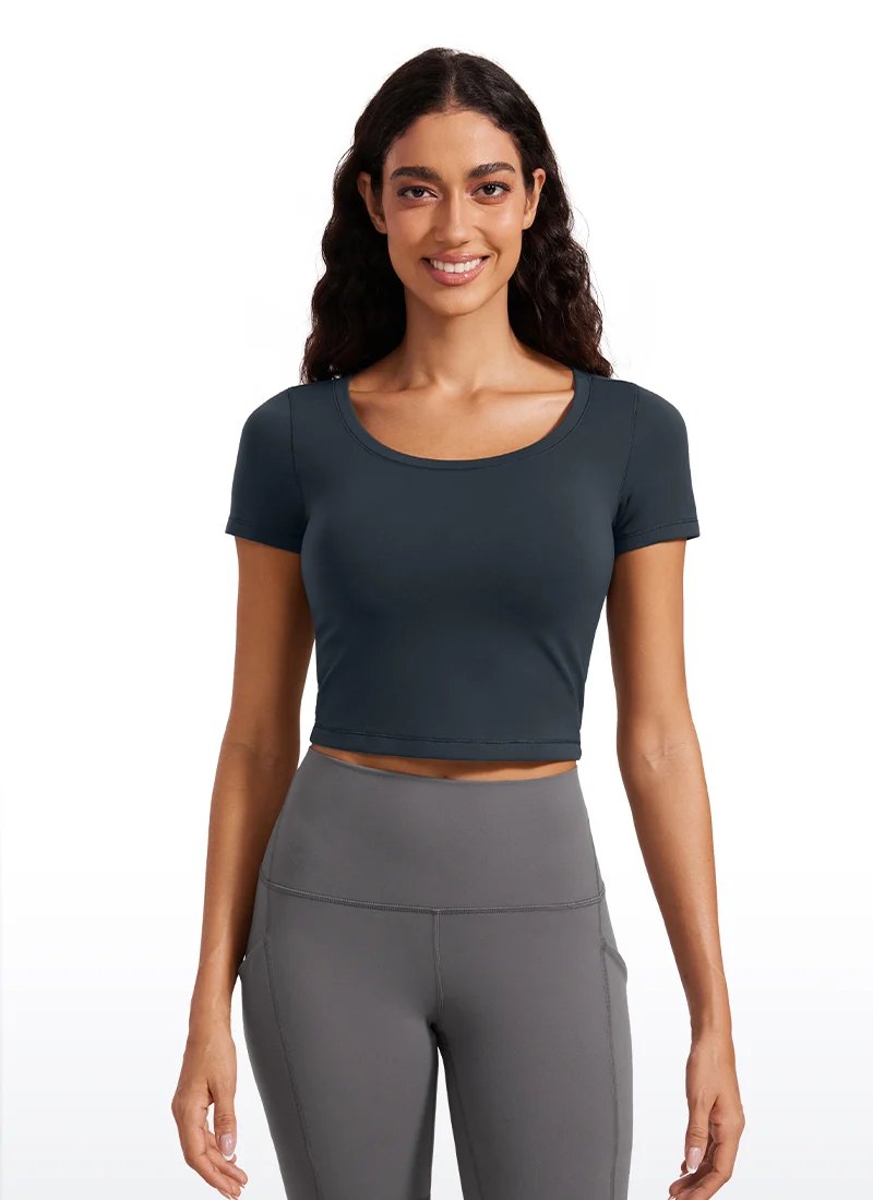 Butterluxe Scoop Neck Cropped Short Sleeves