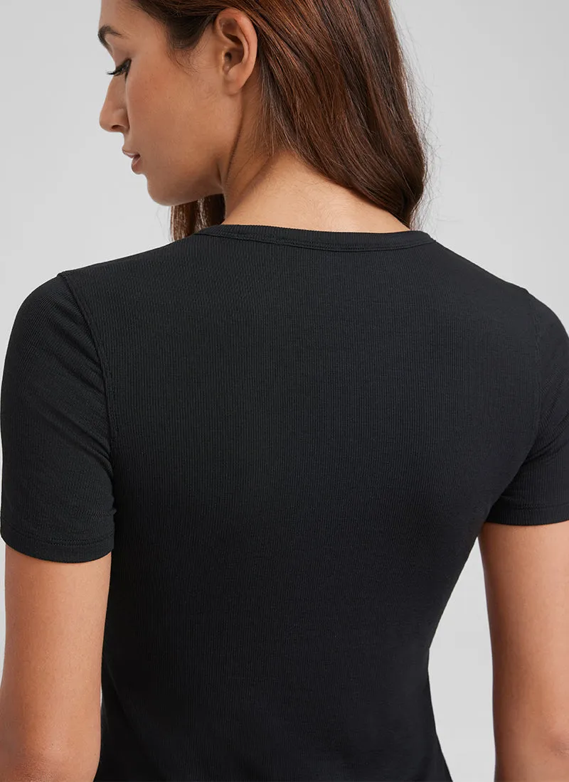 Modal Crew Neck Ribbed Short Sleeve