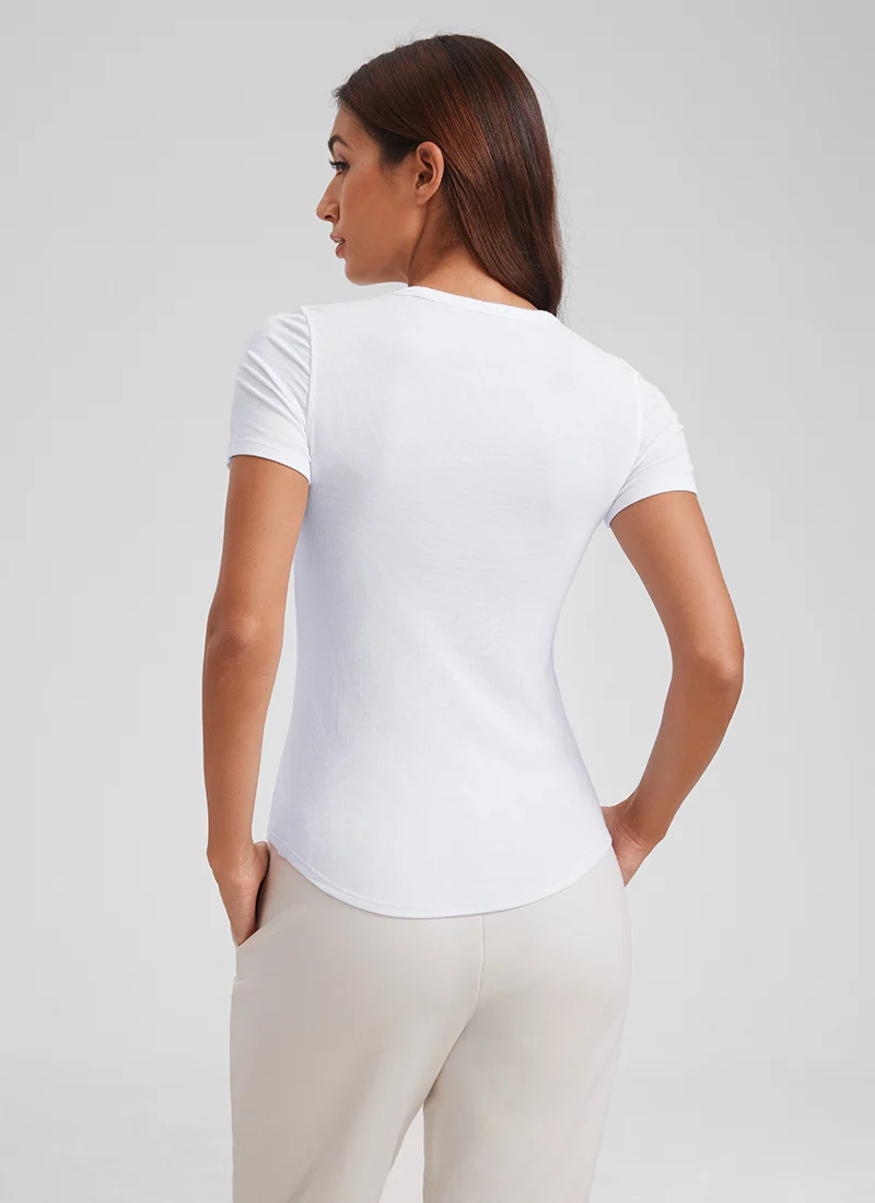 Modal Crew Neck Ribbed Short Sleeve