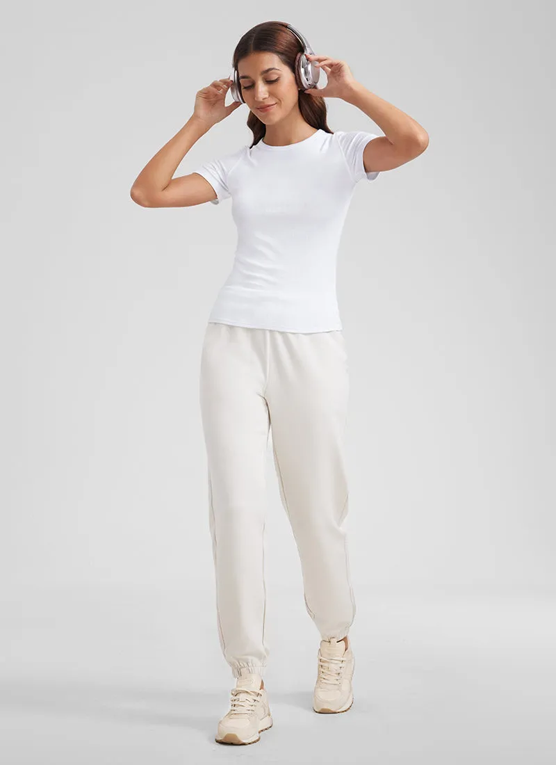 Modal Crew Neck Ribbed Short Sleeve