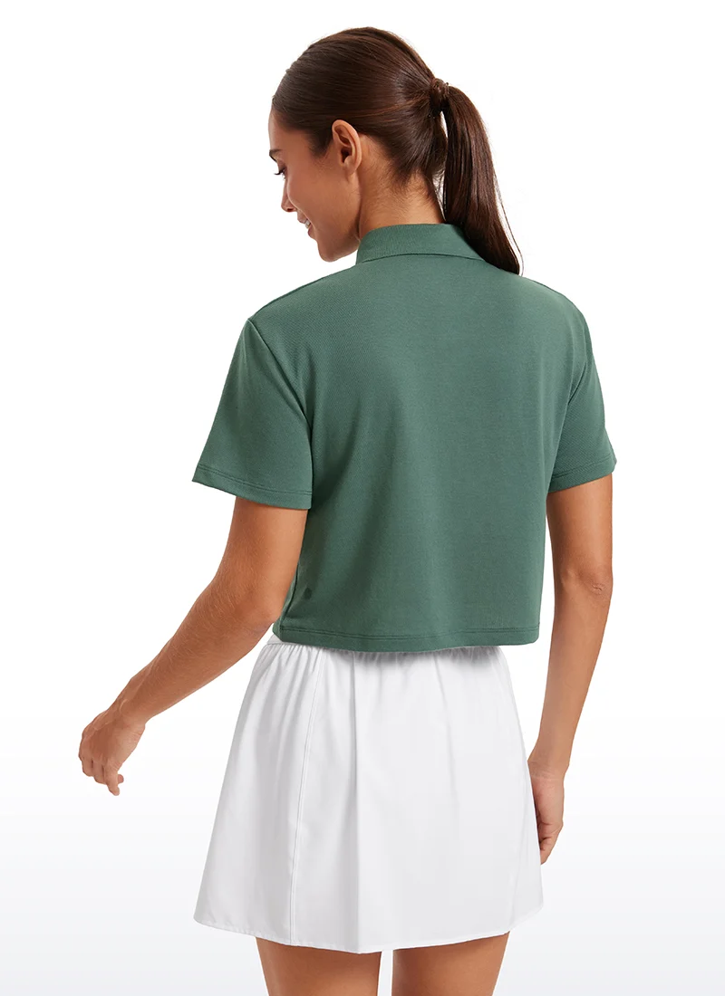 3 Button Collared Cropped Quick Dry Polo