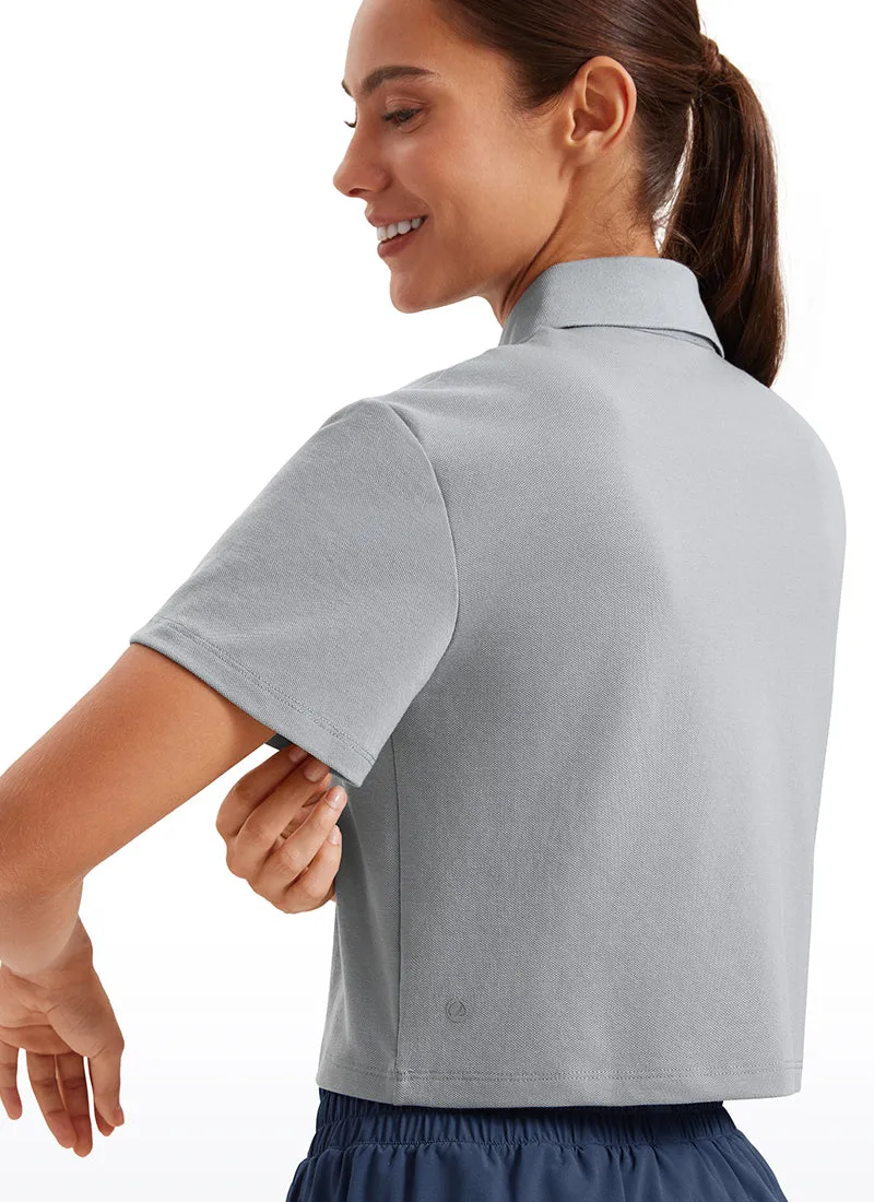 3 Button Collared Cropped Quick Dry Polo