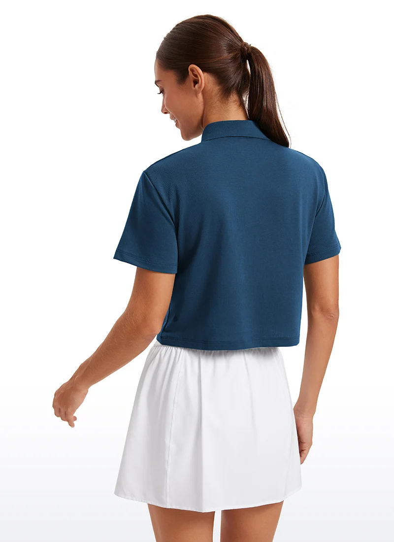 3 Button Collared Cropped Quick Dry Polo