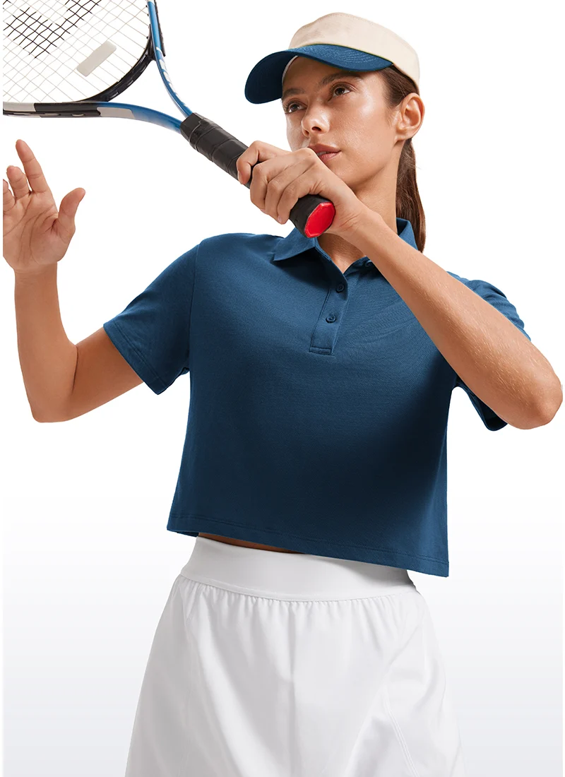 3 Button Collared Cropped Quick Dry Polo