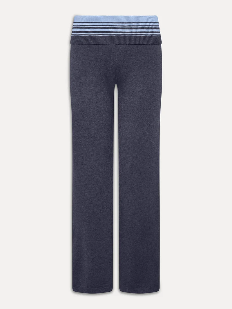 Retro Striped Button-Detail Low-Rise Knit Pants