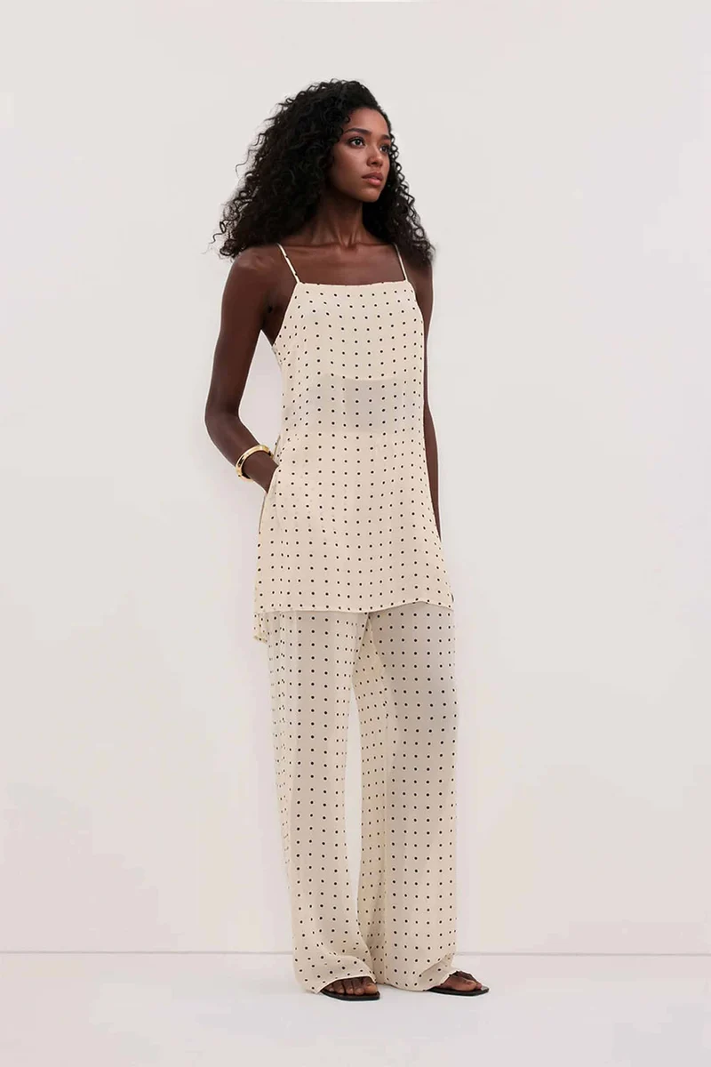 Polka dot Camisole And Wide Leg Pants Set