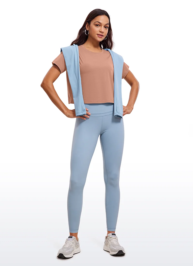 Pima Cotton Crew Neck Cropped Short Sleeve