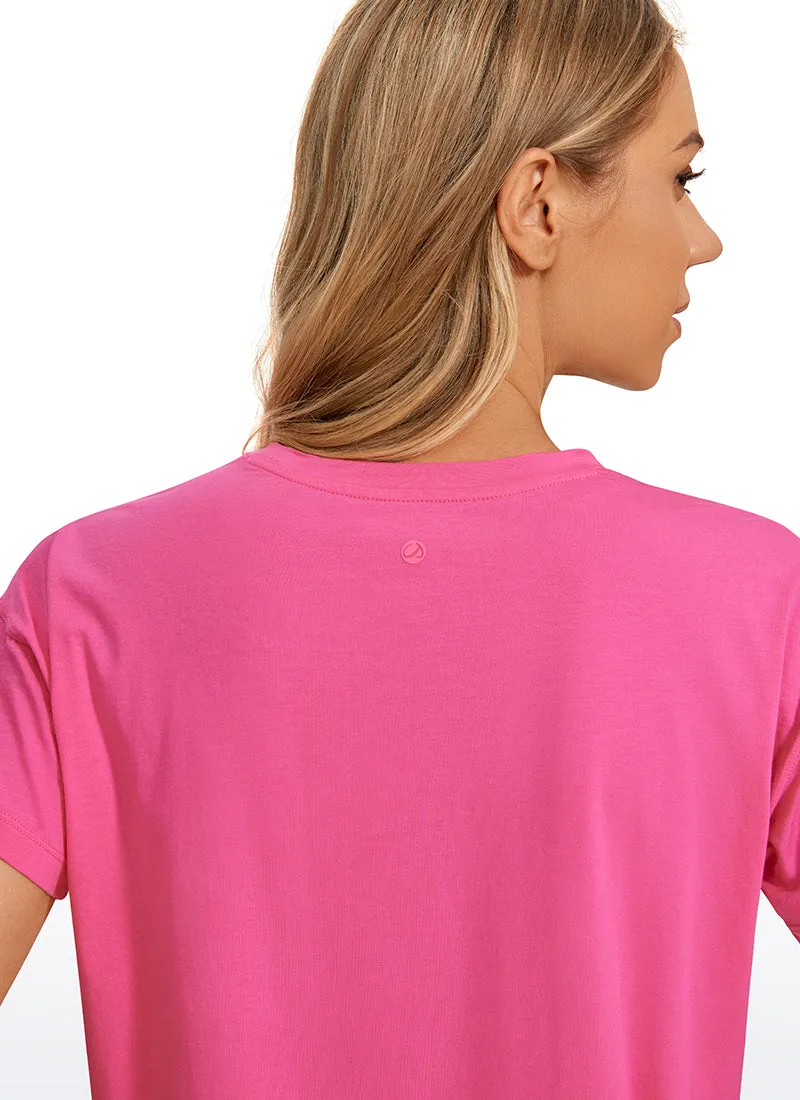 Pima Cotton Crew Neck Cropped Short Sleeve