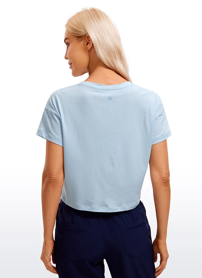 Pima Cotton Crew Neck Cropped Short Sleeve