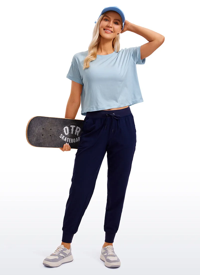 Pima Cotton Crew Neck Cropped Short Sleeve