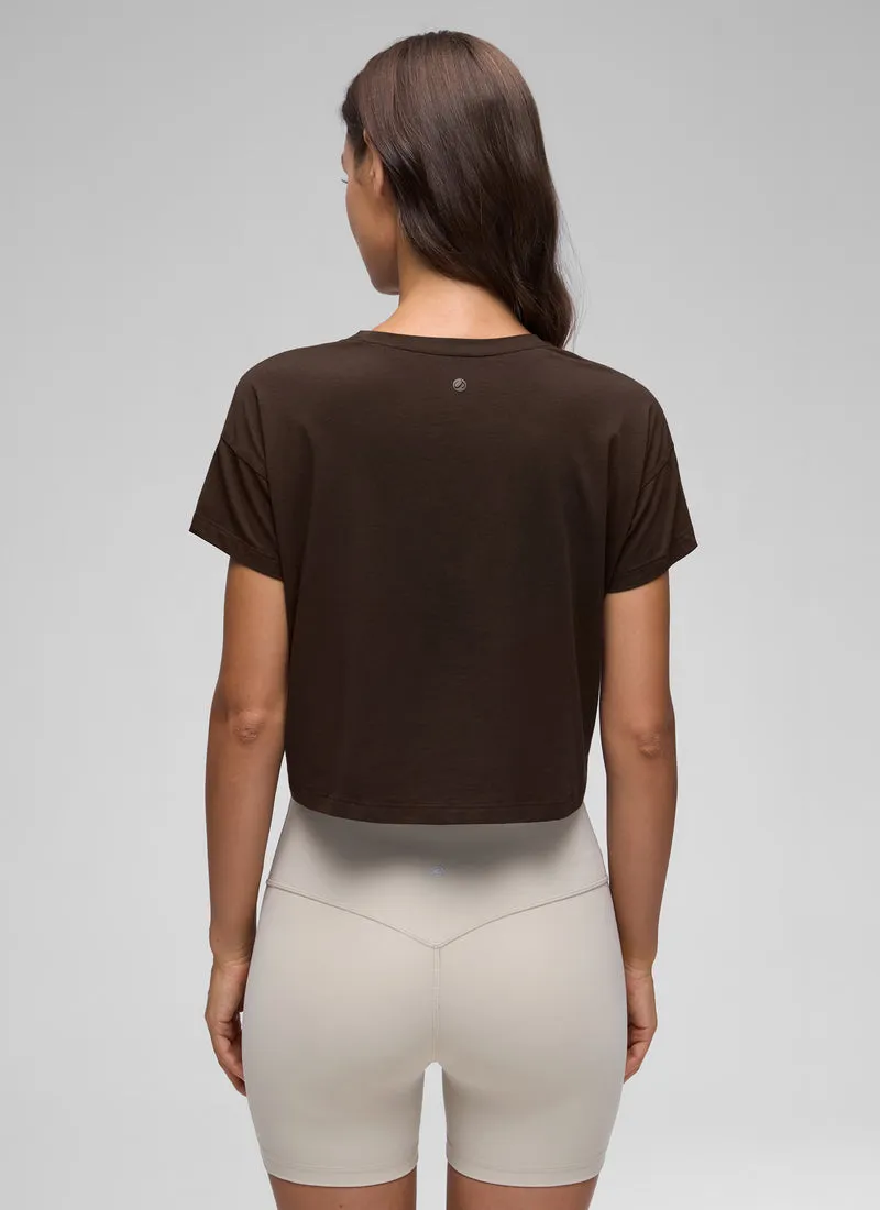 Pima Cotton Crew Neck Cropped Short Sleeve