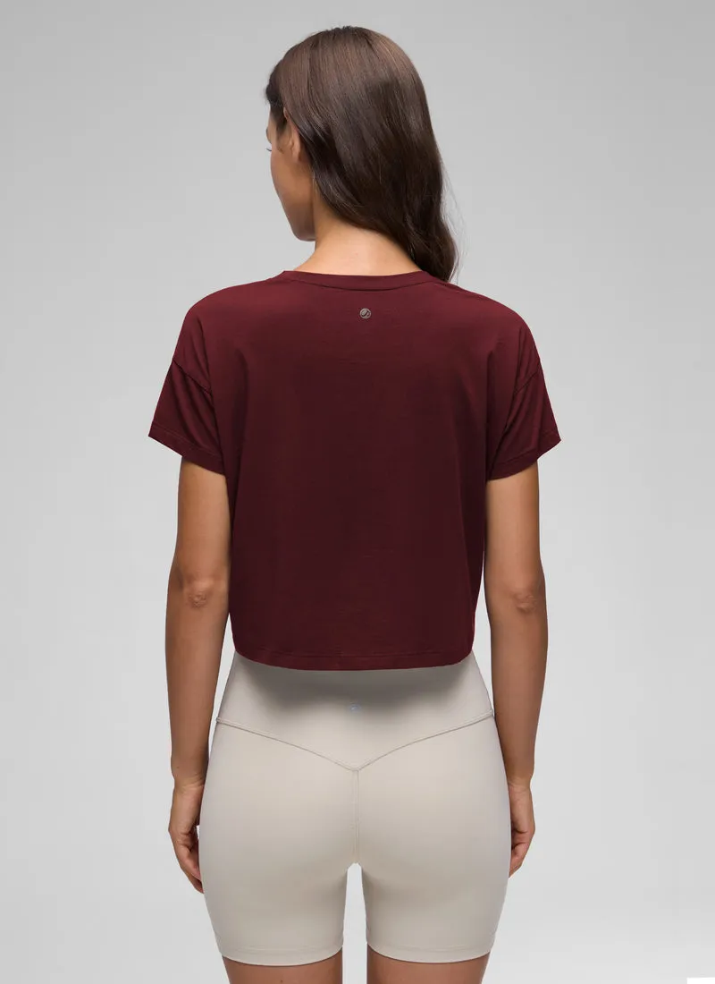 Pima Cotton Crew Neck Cropped Short Sleeve