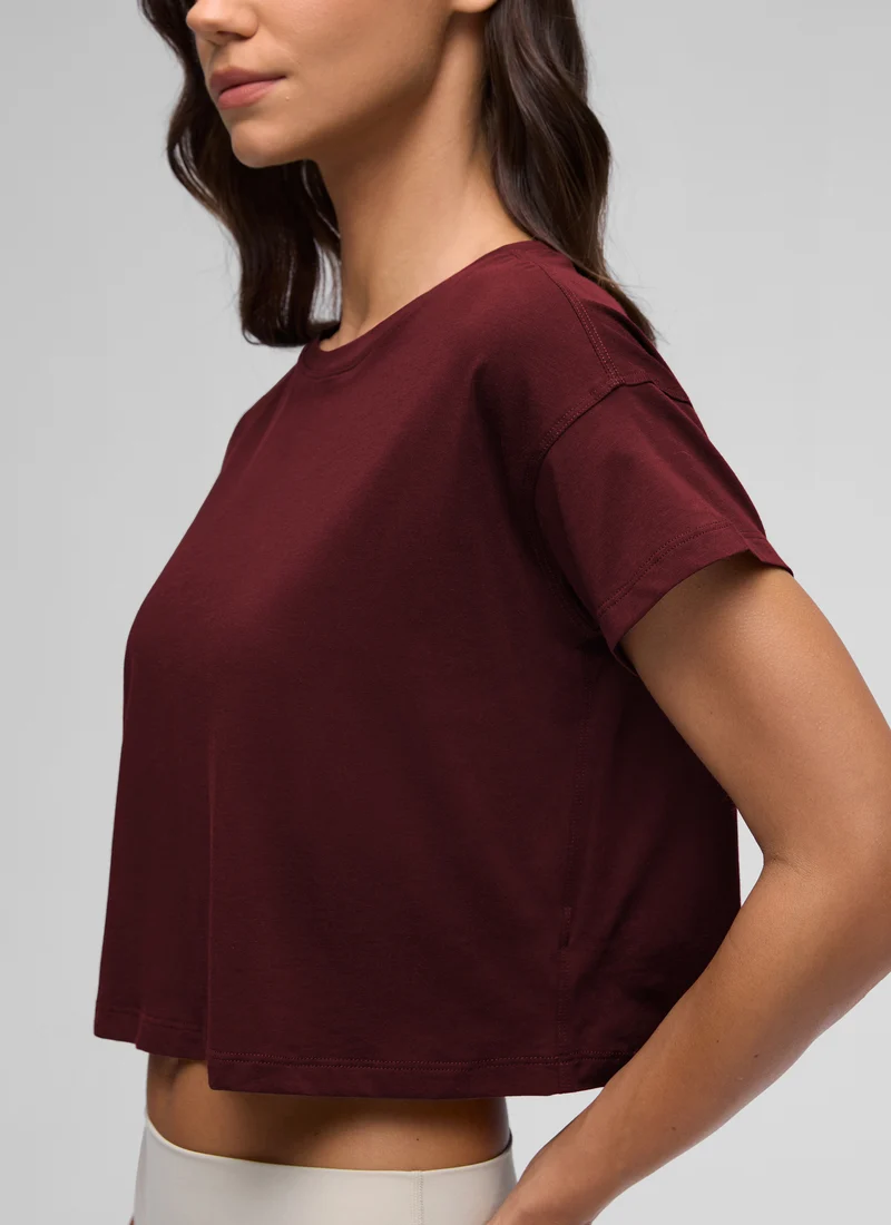 Pima Cotton Crew Neck Cropped Short Sleeve