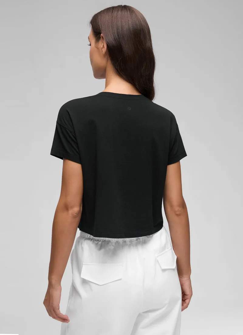 Pima Cotton Crew Neck Cropped Short Sleeve